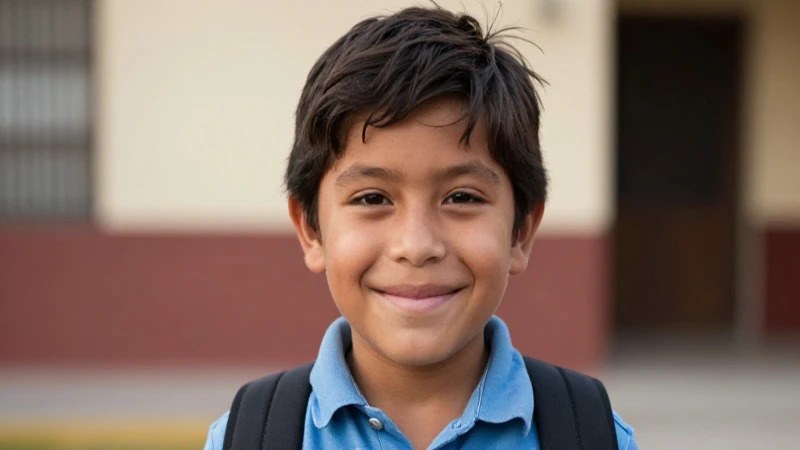 Escuelas en CDMX: ¡Descubre las SORPRENDENTES fechas! 3 Niño mexicano sonríe con mochila y luz cálida