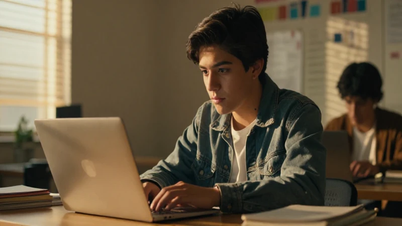 Joven estudiante mestizo, luz dorada cinematográfica
