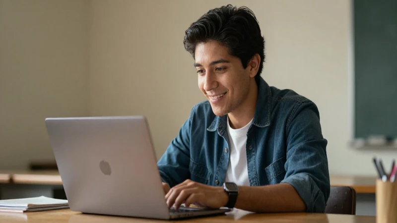 Beca Benito Juárez 2026: CUÁNDO y CÓMO RECIBIR tus PAGOS 6 Estudiante mexicano sonríe con su computadora