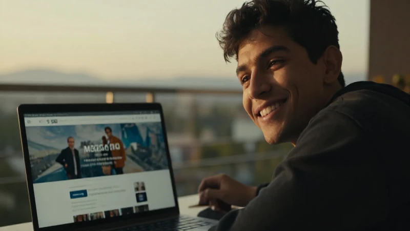 Estudiante mexicano sonríe frente a una computadora