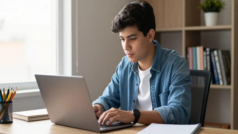 Estudiante mexicano estudia en ambiente acogedor