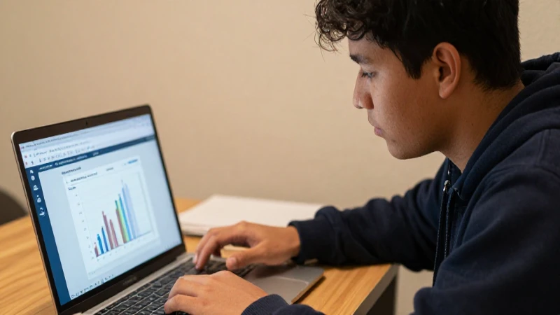 Estudiante mexicano revisa su beca en línea