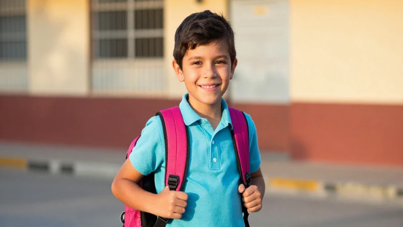 Niño mexicano sonríe al sol dorado