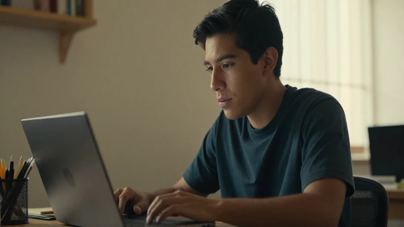 Estudiante mestizo estudia con luz cálida