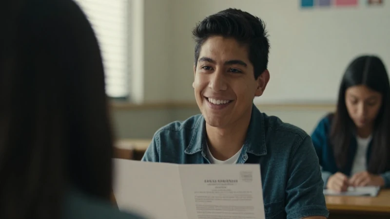Estudiante sonríe orgulloso con beca abierta