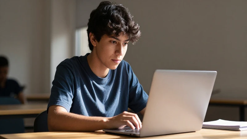 Becas Elisa Acuña 2026: Descubre Cómo Ganarlas ¡Ya! 4 Estudiante mestizo estudia bajo luz cálida