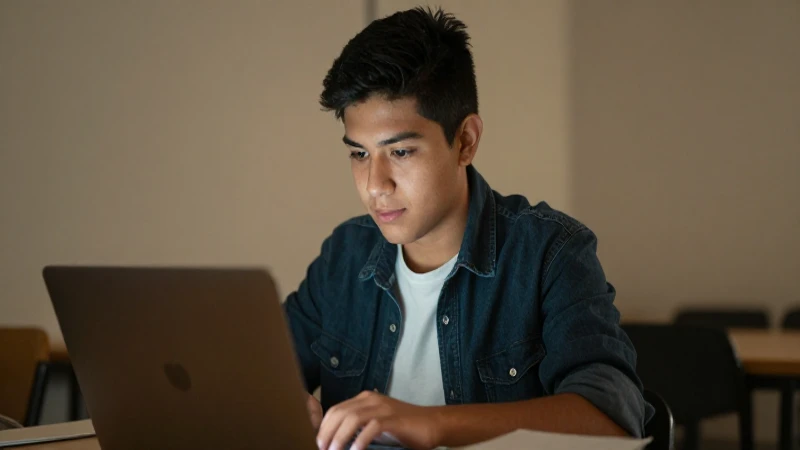 Buscador De Estatus 2026: ¡DESCUBRE tu BECA AHORA! 7 Estudiante mestizo estudia con luz suave