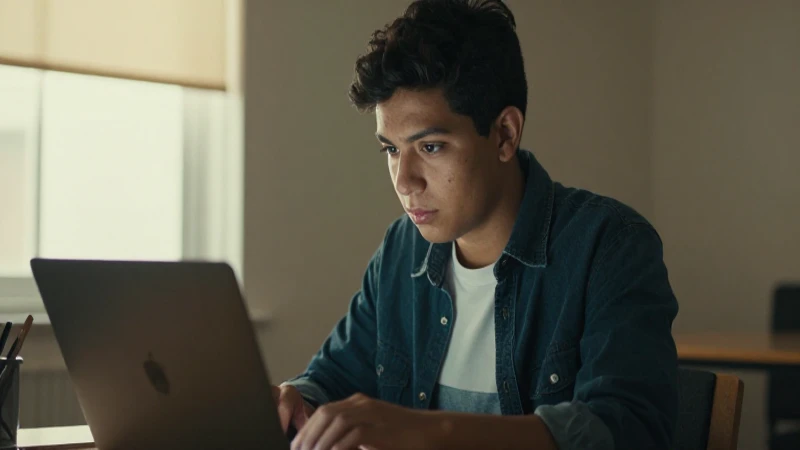 Joven estudiante mexicano estudiando bajo luz cálida