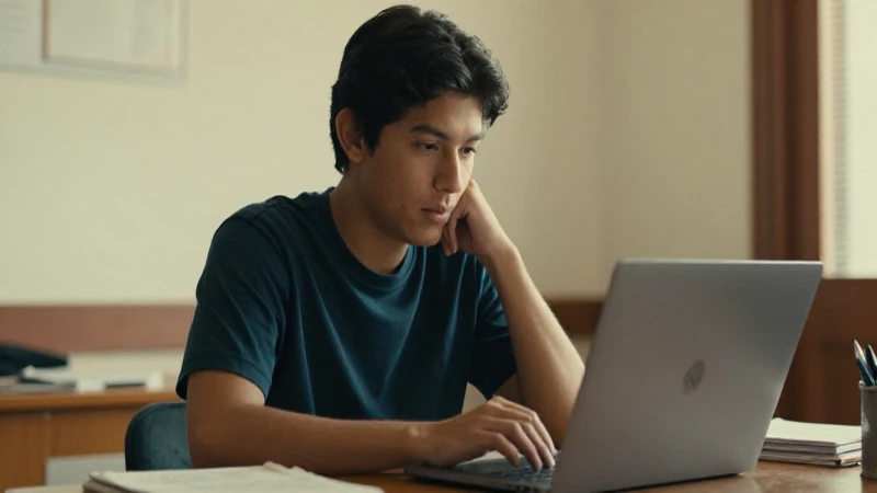Estudiante mexicano estudia bajo luz cálida