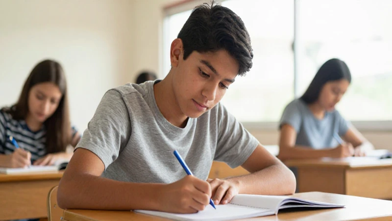 Descubre la Beca Jóvenes Escribiendo el Futuro 2026 7 Estudiante mestizo escribe bajo luz cálida