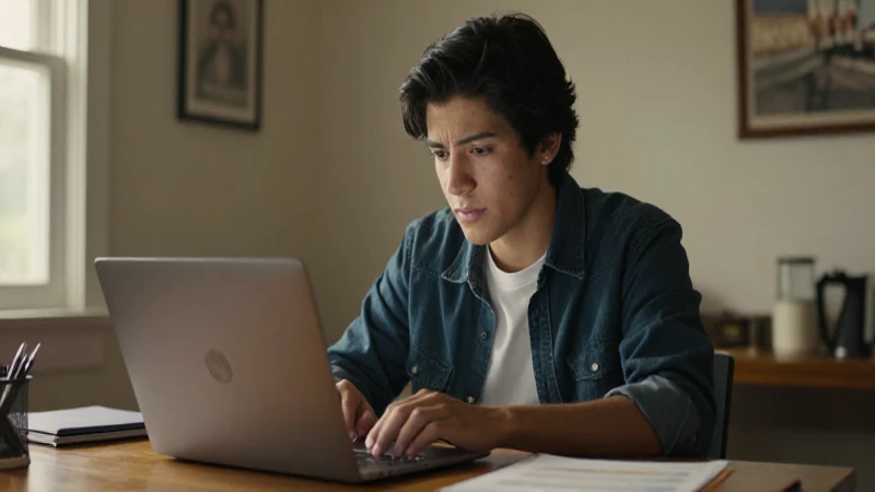Estudiante mexicano estudia con luz cálida