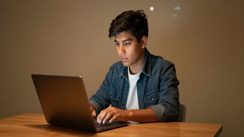 Estudiante mexicano joven estudia con luz cálida