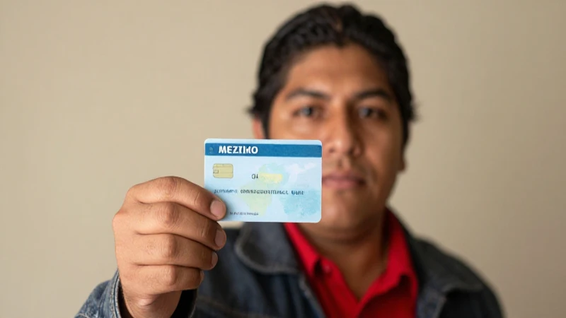 Hombre mestizo con tarjeta de asistencia social