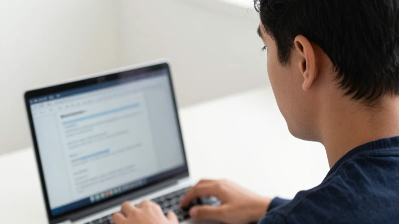 Joven mexicano usa portátil con formulario