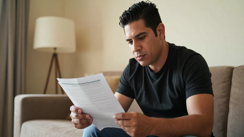 Hombre mexicano revisa documentos en casa