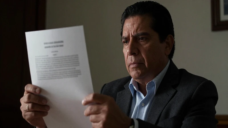 Hombre mexicano preocupado con documento borroso