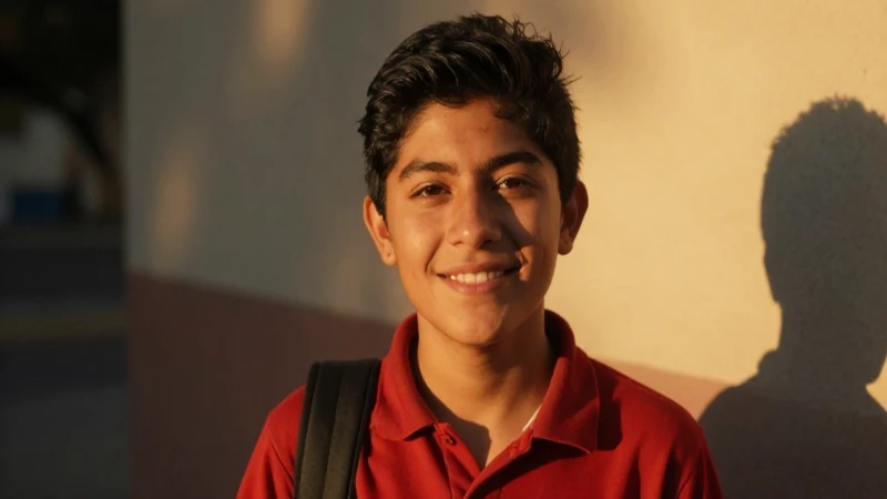 Joven mexicano sonríe bajo luz dorada