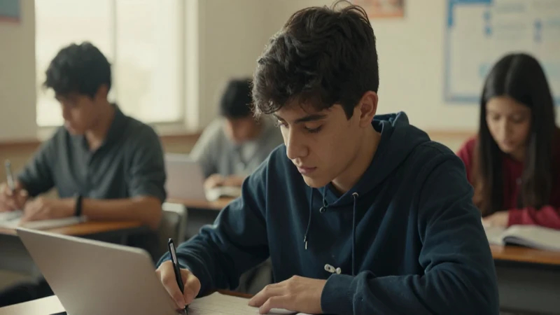 Estudiante mexicano estudia con luz cálida