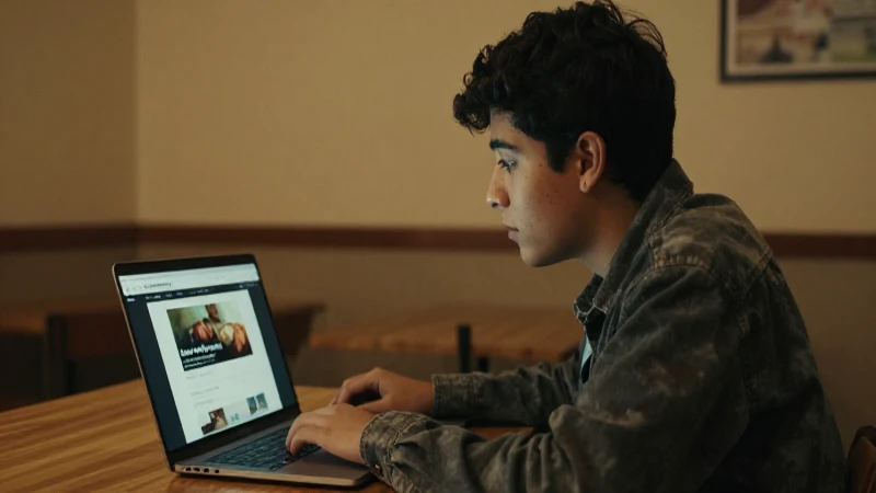 Joven estudiante mexicano usa ordenador