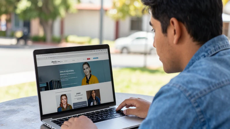 Joven estudiante mexicano usa su portátil