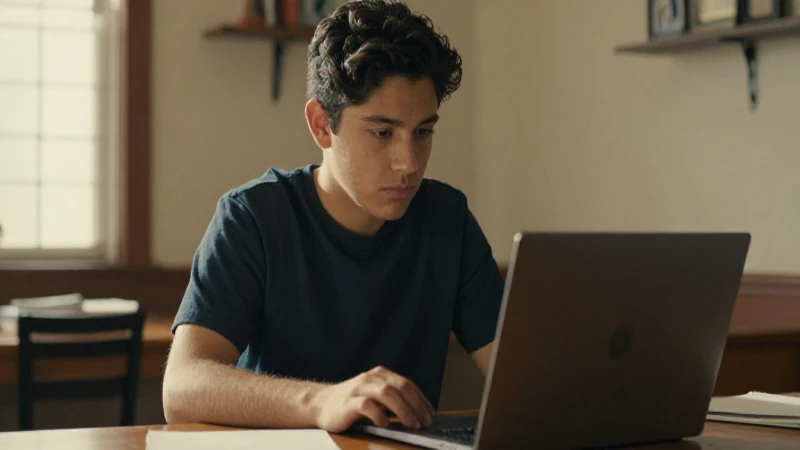 Estudiante mexicano joven estudia con luz cálida