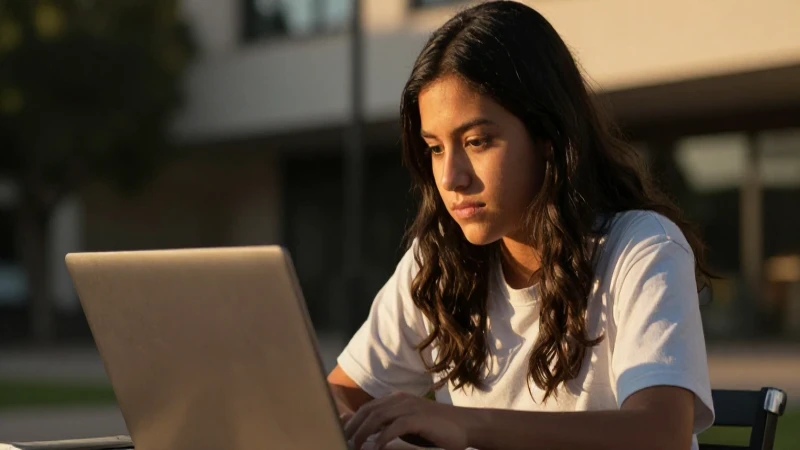 Estudiante mexicano estudia bajo luz dorada