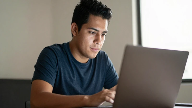 Obtén tu CURP: ¡Descubre cómo hacerlo fácilmente! 6 Joven mexicano usa su portátil iluminado