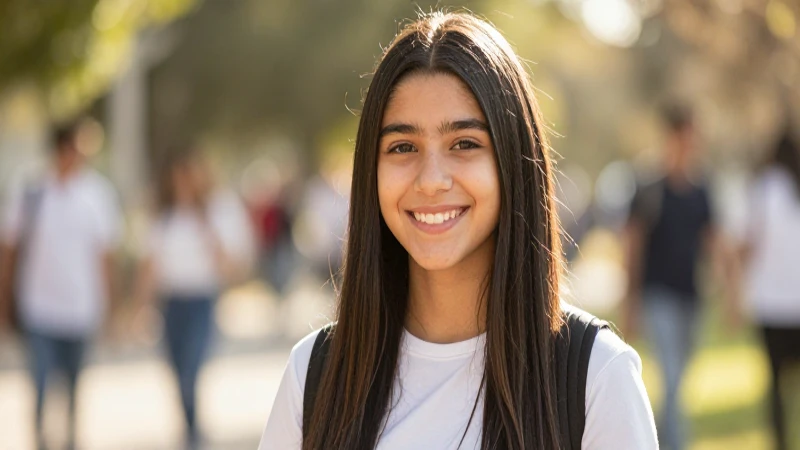 Estudiante mexicano sonríe bajo luz cálida