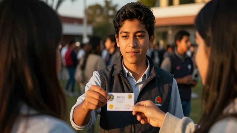 Estudiante mestizo recibe beca al atardecer