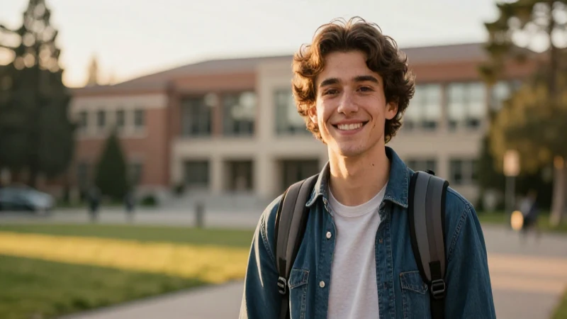 Becas Rita Cetina: ¡Conoce las Fechas Impresionantes! 7 Joven sonríe en campus al atardecer