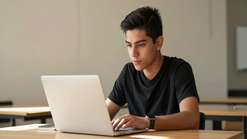 Estudiante mexicano estudia con luz cálida