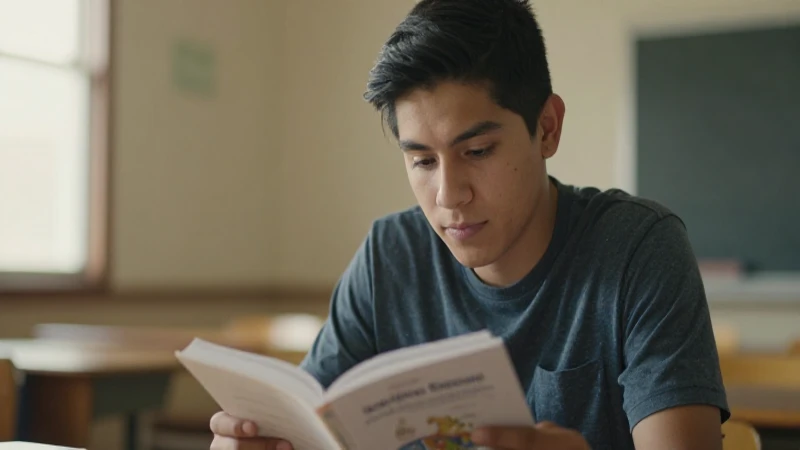 Estudiante mexicano estudia bajo luz cálida