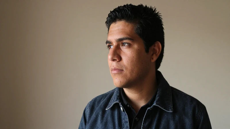 Joven mexicano mestizo, mirada pensativa, luz cálida