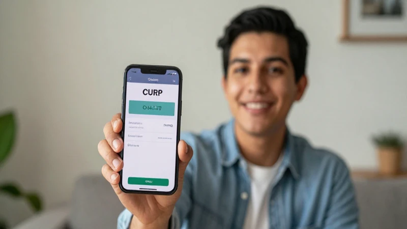 Joven mexicano verifica su CURP en el móvil