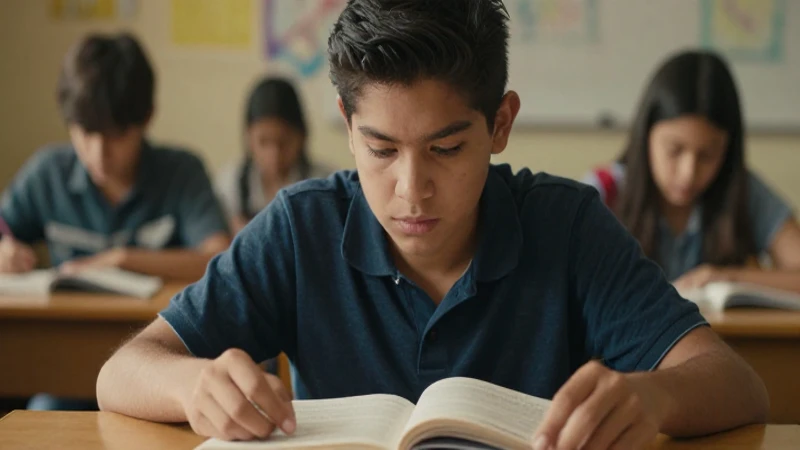 Estudiante mexicano estudia bajo luz cálida
