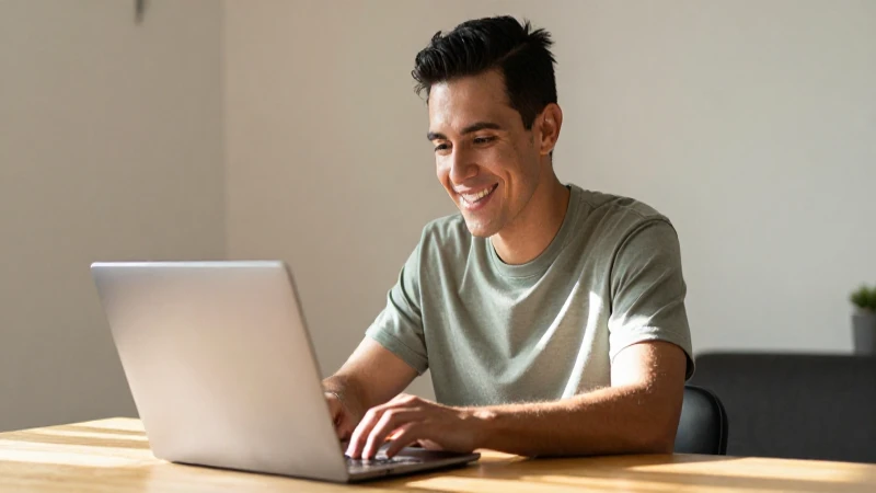 Accede a la Beca Jóvenes Escribiendo el Futuro 2026 8 Joven mexicano sonríe con su portátil