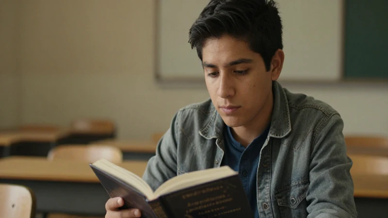 Estudiante mestizo estudia bajo luz cálida