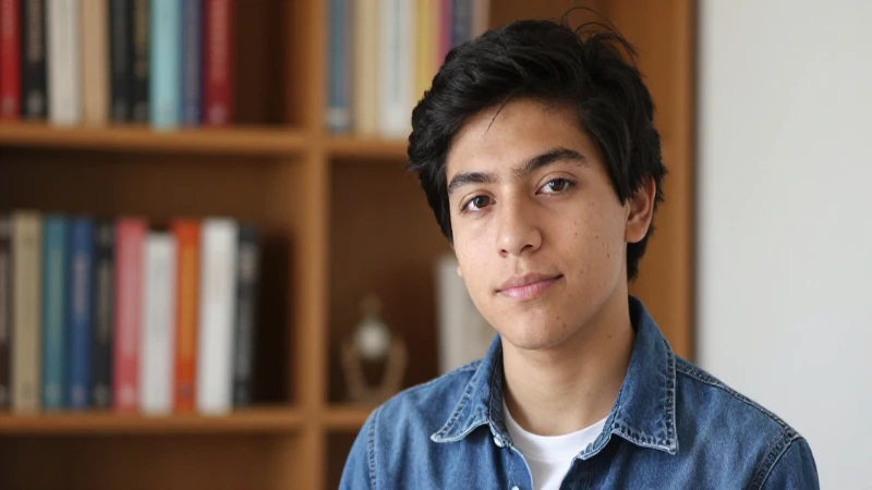 Joven estudiante mexicano frente a libros