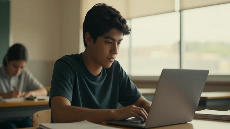 Estudiante mexicano estudia con luz cálida