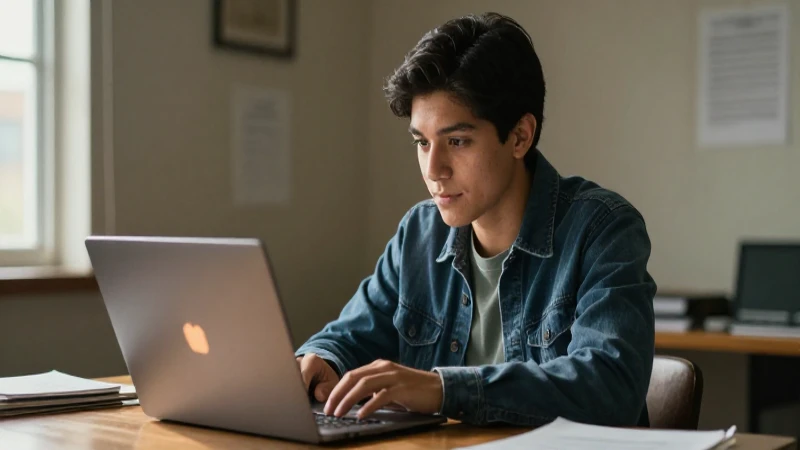 Estudiante mexicano estudia bajo luz cálida
