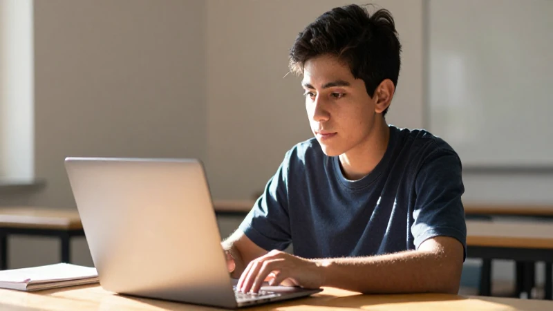 Estudiante mexicano estudia bajo luz cálida