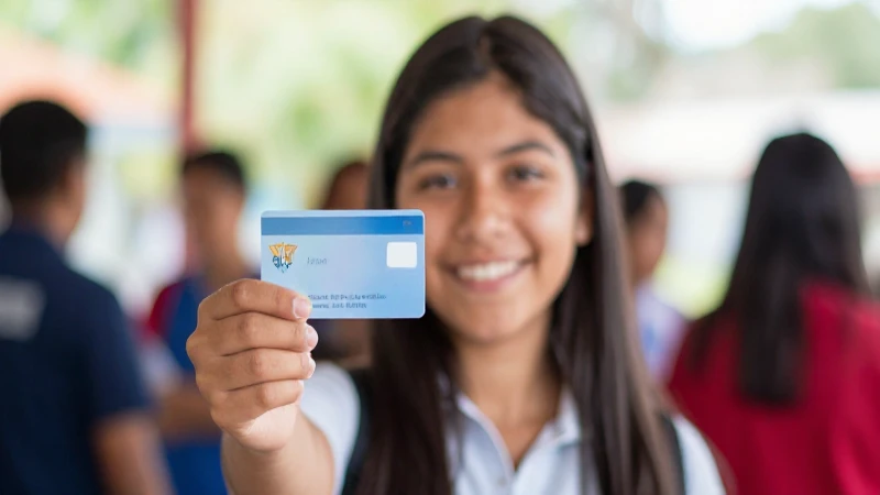 Joven estudiante mexicano con tarjeta bienestar