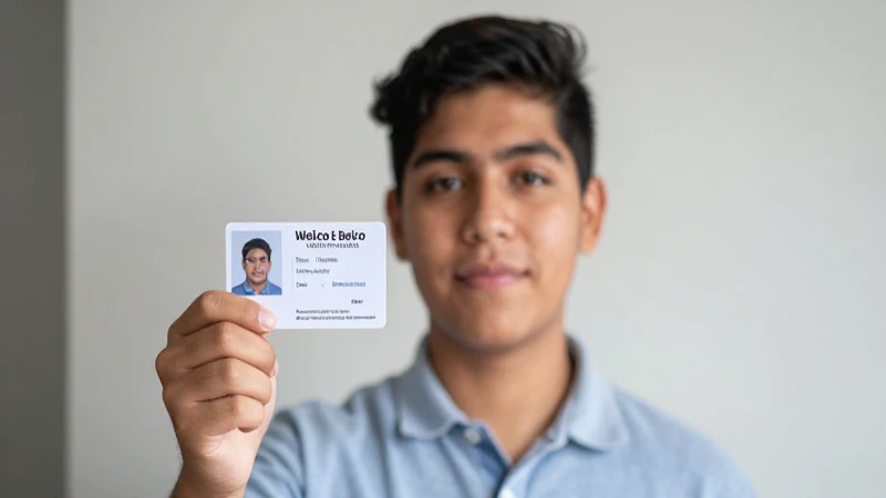 Estudiante mexicano sonríe con su tarjeta de bienestar
