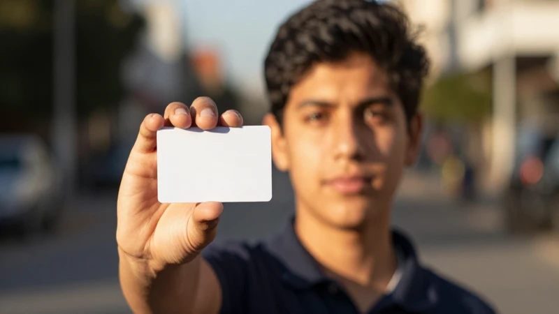 Joven estudiante mexicano con su identificación biométrica