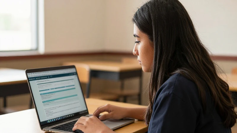 Estudiante mexicano rellena una solicitud online