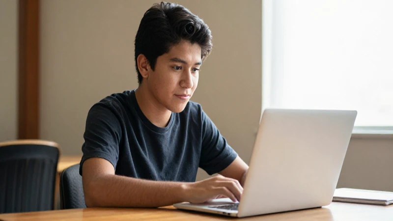 Estudiante mexicano estudia con luz cálida