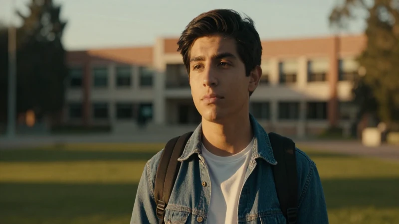 Estudiante mestizo mexicano al atardecer universitario