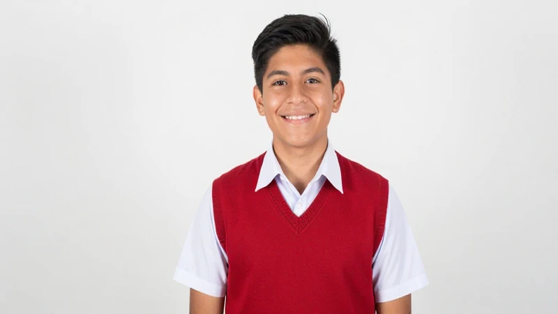 Joven estudiante mestizo, retrato en estudio