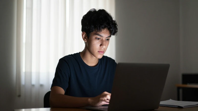 Estudiante mestizo estudia a luz suave