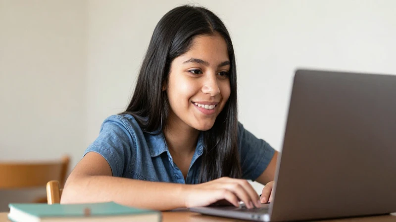 Estudiante mexicano sonríe bajo luz cálida